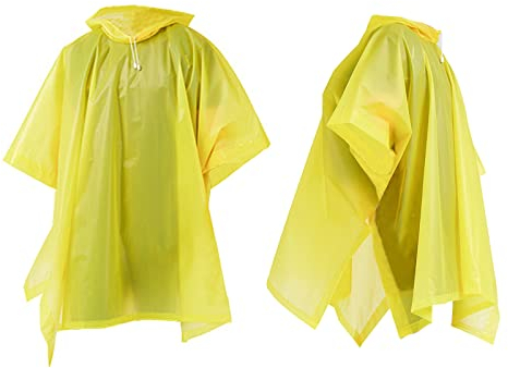 Fayemint 2 Stück Regenponcho, Poncho Regen mit kapuze, Regenponcho Gelb, Atmungsaktiver Tragbarer Poncho, für Wandern, Radfahren, Angeln, Camping (Gelb)