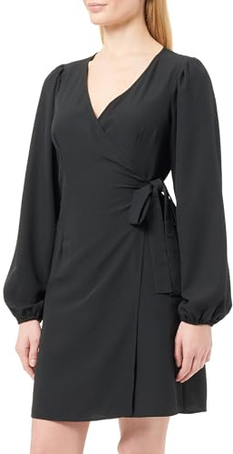 Vila Visarah L/S Wrap Dress/B Abito Avvolgente da Donna, Nero, 40