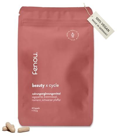 Fenou Beauty x Cycle - Nahrungsergänzungsmittel für Frauen - Pflanzliches Supplement bei Hautunreinheiten, Hormoneller Akne & Haarausfall - 60 Kapseln