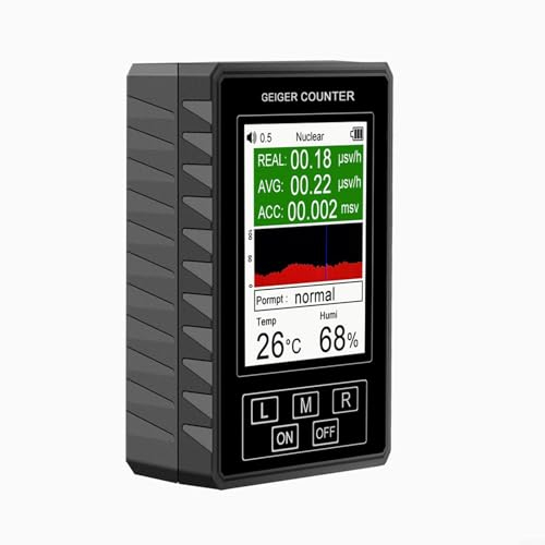 XR1 Geiger Contador Detección de radiación precisa Pantalla en tiempo real Batería o USB alimentado (negro)