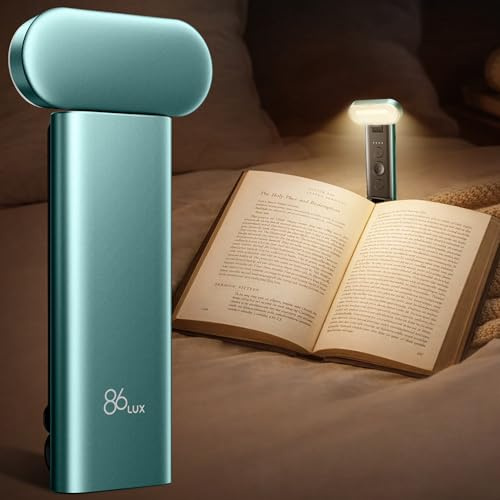 Boklampa för nattläsning, USB-laddningsbar LED-nattlampa med 3 färger och gränslös dimning, bokmärkesbelysning för bokälskare, aqua