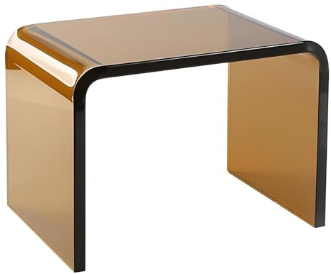 Eiauiuo Beistelltisch Tan Farbe Modern Couchtisch Kreativität U-förmiger Runder Rand Design Minimalismus Mode Acryl Beistelltisch Sofatisch Mode für Schlafzimmer Nachttisch Cafe Büro 30.5x19.5x22cm
