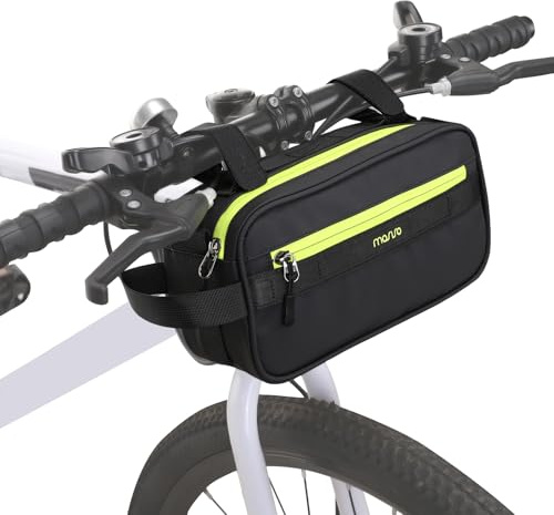 MOSISO Bike Handlebar Bag, Bicycle Frame Case, Multifunctional Waterproof Cycling Front Pouch with Shoulder Strap, Bike Crossbar Front Bag Storage Tool Bag for Women Men Road Mountain Cycling, Green