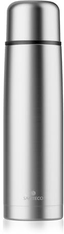 SANTECO Edelstahl-Thermoskanne 1 l, doppelwandige, vakuumisolierte Wasserflasche, Kaffee-Thermoskanne für heiße und kalte Getränke, 1000 ml, auslaufsicher, BPA-frei, Deckel als Becher