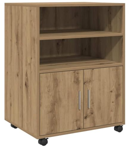 vidaXL Skåp med hjul ek 60x48x81 cm konstruerat trä