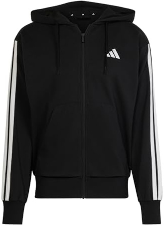 adidas Men's Veste à Capuche entièrement zippée French Terry 3 Bandes Essentials