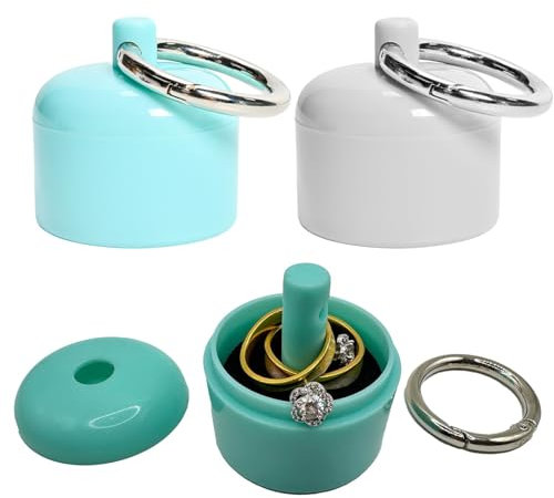 2 Pezzi Porta Gioielli da Viaggio,porta orecchini,Porta Anelli Portatile,portaorecchini,Portachiavi,Scatola Porta Gioielli Sport,Piccola Custodia per Gioielli da Viaggio, Organizzatore di Anelli