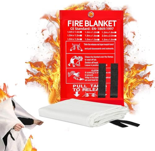 Couvertures Anti-feu Ignifuge pour Maison Cuisine,1m x 1m Couverture Anti Feu en Fibre de Verre,Couverture Incendie,Ignifuge et isolation thermique,Pour la maison,CuisineCheminée,Voiture