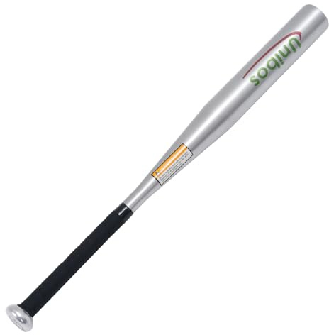 Unibos | 26 Inch Aluminium Baseball Bat Smooth Surface Rubber Non-Slip Handle Light Weight Metal Baseball Bat Outdoor Training Practice Adult Teen Kids (Silver)