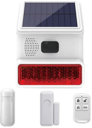 Système de sécurité domestique 433MHz sans fil lumière Flash stroboscope extérieur sirène étanche solaire for cambrioleur à domicile système d'alarme de sécurité à domicile(Set B)