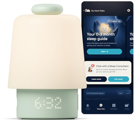 Hatch Baby Sound Machine, Night Light (Mint) | Sleep Support | Registry Essential, Routine Builder, Time-to-Rise Alarm Clock, White Noise, Nursery Stories, Toddler Kids (Wi-Fi)
