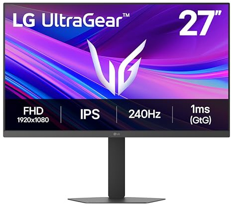 LG 27G440A-B 27-Inch Ultragear Full HD (1920 x 1080) IPS Gaming Monitor, 240Hz, 1ms, G-SYNC Compatible, FreeSync Premium, HDMI 2.1, DisplayPort, Tilt/Height/Swivel/Pivot Adjustable Stand, Black
