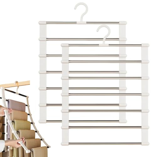 Rrlihjgu Cintres pour Les Robes,Rack Organisateur Pliant À 6 Couches - 2 Cintres pour Écharpes,pour Vêtements Jeans Écharpes Pantalon Jupe Armoire Chambre Et Dortoir