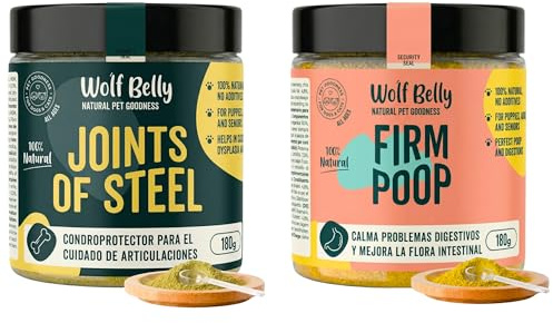 Wolf Belly - Pack Condroprotector y Probiótico Natural (180g) | Articulaciones Fuertes + Digestiones Sanas | para Perros y Gatos | Formato en Polvo - Hecho en España