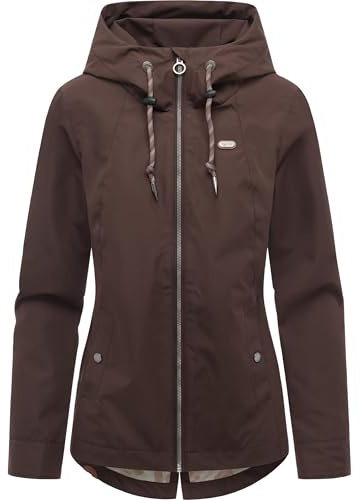 Ragwear dam vattentät lätt övergångsjacka kort jacka med huva Monadde XS-3XL, Mörk choco, L
