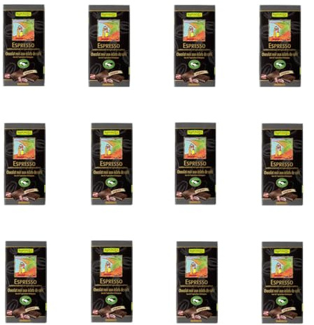 Rapunzel - Zartbitter Schokolade mit Espresso-Splittern 51% HIH - 80 g - 12er Pack
