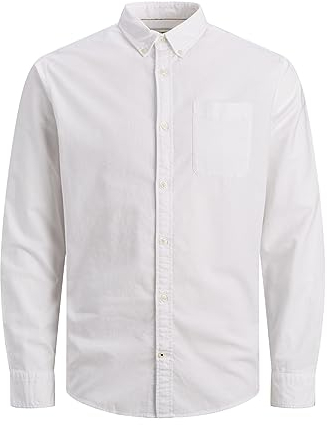 JACK & JONES Herr Oxford Skjorta, Vit, XXL