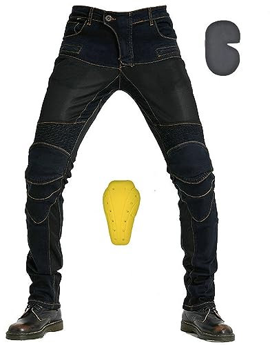 HOMDECR da Donna per Motociclismo - Pantaloni da Ciclismo in Denim da Donna da Uomo Pantaloni da Moto da Equitazione Protettivi Impermeabili Jeans da Ciclismo (Nero,S)