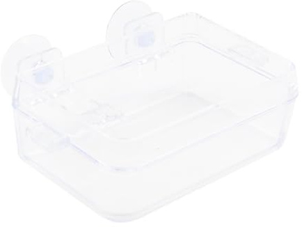 ZONADAH 9 x 6cm Reptile Feeder Reptile Worm Anti-Escape Dish Bowl with Suction Cup Translucent Food Feeding Basin for Tortoise Gecko Snakes Lizard
