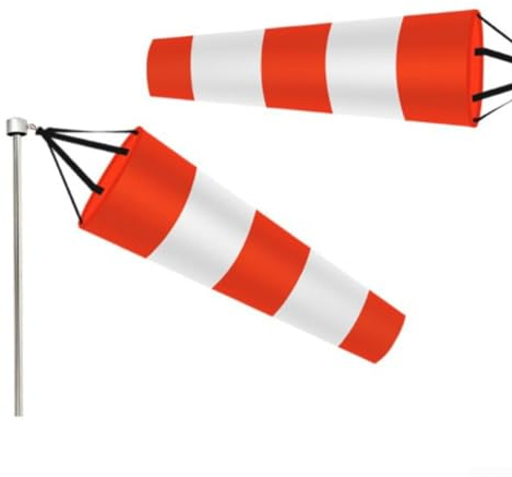 Manche à air réfléchissante - Rouge et blanc - Manche à air d'aéroport - Polyester indéchirable - Mesure du vent - 250D - Signal de direction du vent (80 cm)