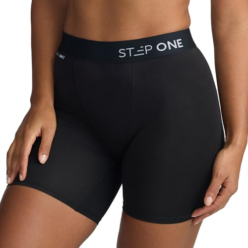 STEP ONE Womens Boxers - Moisture Wicking, Chafe-Reducing Underwear - Black