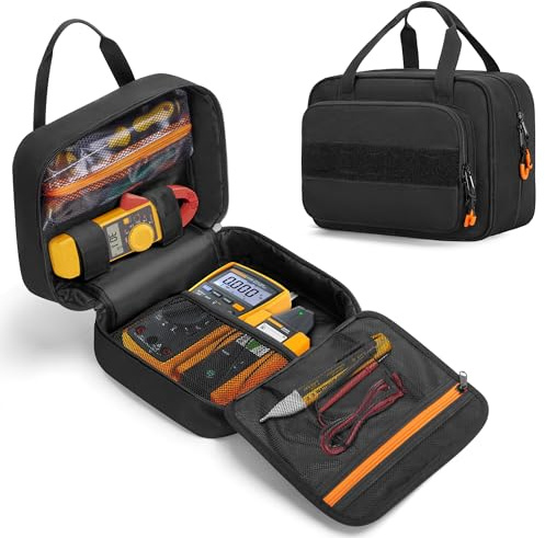 Rexmica Bolsa de Herramientas Pequeña Compatible con la Mayoría de Multímetros Digitales/Tester Electricista, Bolsa de Almacenamiento para Herramientas Electricista con Múltiples Bolsillos