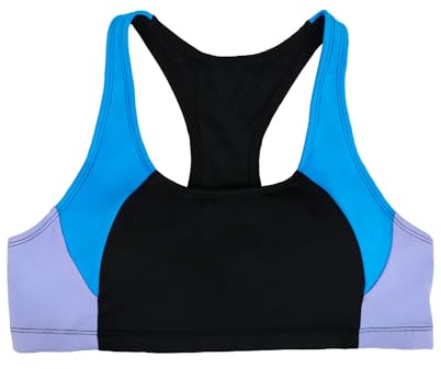 MYLILY Top de Bikini Niñas & Adolescentes | Top Deportivo con Copas | Espalda Racerback con Tirantes Anchos | Piscina & Playa | Top Bikini Mujer | Oeko-Tex, Vegana | Azul/Lila, 170 (XXS)