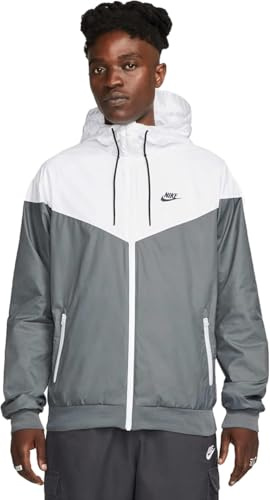 Nike Sportswear Windrunner Men's Jacket (US, Alpha, Large, Regular, Regular, Smoke Grey/White/Smoke Grey/Black)