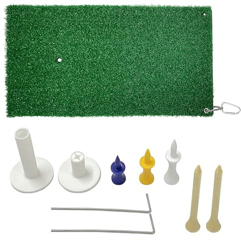 Golf ball mat, practice hitting mat, with rubber tees, realistic grass putting mat 24x12 inches, portable outdoor sports training mat, suitable for indoor and outdoor gardens, backyards, offices, etc.
