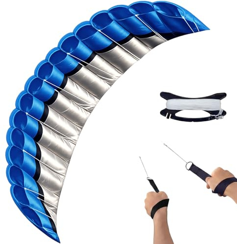 Teyva Daily 2.5m Dual Line Stunt Parafoil Kites with Flying Tool Power Sports Kite Outdoor for Beach Open Space Outdoor Places, Blue