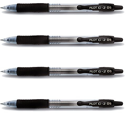 Pilot Penna Gel G2 – 05 – 4 pezzi – Nero, tratto 0,3 mm