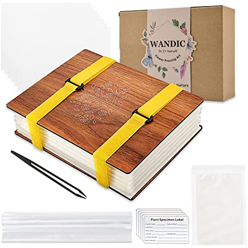 WANDIC Cartella Stampa Fiori, 1 Set di Legno Pressa per Piante Artigianali Punzone Artigianale Art Kit in Legno All'Aperto D'Apprendimento per L'Artigianato d'Arte Fai-da-Te