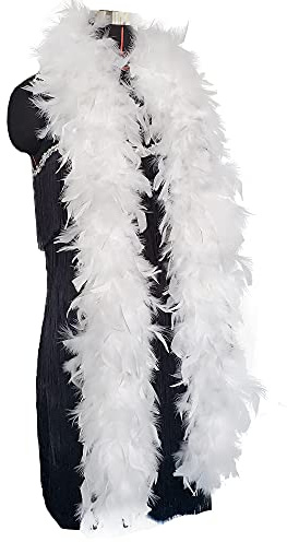 Happy Feather 100 g di tacchino Chandelle piuma Boa per costume da donna, accessorio per feste, balli e feste, colore: bianco