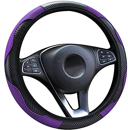 LMYDIDO - Coprivolante in pelle, traspirante, antiscivolo, elasticizzato, in fibra di carbonio, stile sportivo, senza anello interno, dimensioni universali, 37-39 cm (viola)