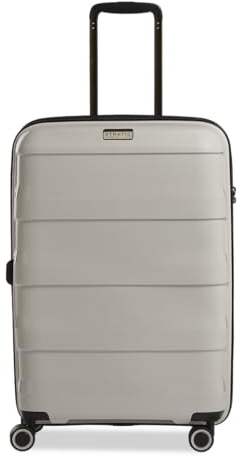 Stratic Straw + Hartschalen-Koffer Trolley Koffer groß Reisekoffer, nachhaltig, 4 Rollen, erweiterbar, TSA-Schloss (Größe M, beige)