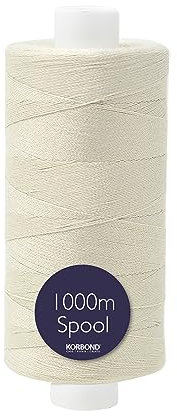 Korbond Nähgarn – 1000 m Polyester beschichtetes Naturbeigegarn – Nähen, Nähen und Quilten