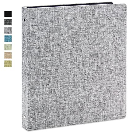 Vienrose 3 Ring Binder 1 Inch Round Rings with Linen Fabric Cover, Fits 8.5 x 11 Inch Paper, Durable Organizer for School, Office, Home, Recipes, Grey