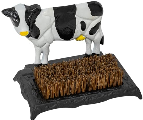 Woodside Outdoor Garden Novelty Boot Brush, Cast Iron Cow Shoe/Welly/Trainer Mud & Dirt Scraper