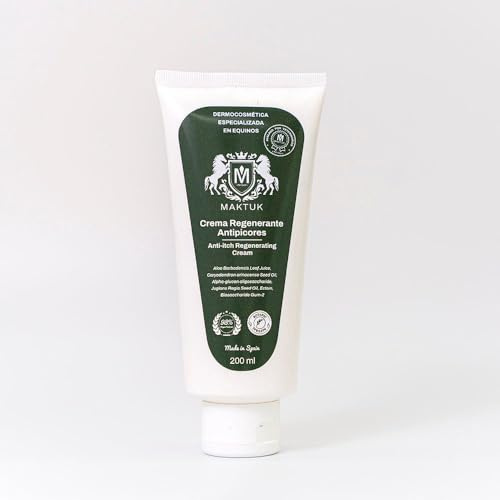 Crema Regenerante Antipicor para Caballos, Perros y Gatos MAKTUK Botanic Horses I 200 ml I. Ayuda a recuperar la Piel de tu Mascota y favorece el Crecimiento del Pelo