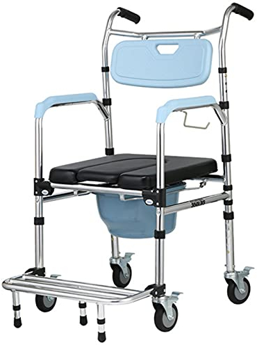 DHJKCBH Toilettenrollstuhl, höhenverstellbar, Toilettenstuhl für ältere Menschen, Duschstuhl mit Armlehnen und Rädern, Aluminiumlegierung, kann weggestellt Werden, Pedal-Gehhilfe mit Sitz B
