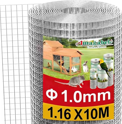 Amagabeli Chicken Wire,Galvanized Welded Mesh 0.91Mx30M 12.7mm Holes 0.85mm Aviary Fence Wire Hot-Dipped Mesh Fencing Hardware Cloth Coop Rabbit Snake Animal Enclosure