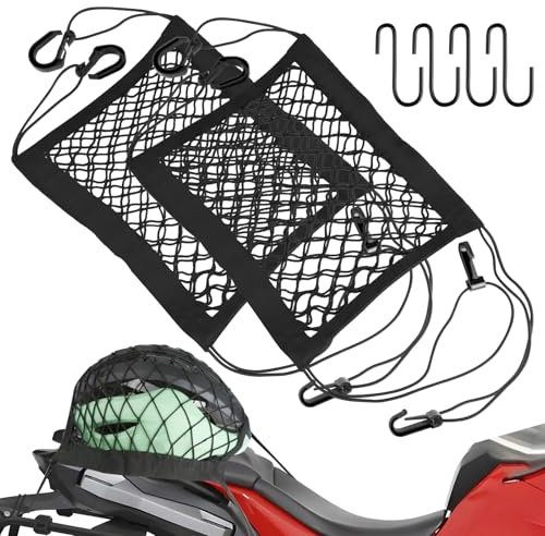 2 Piezas Red Maletero de Coche, Red Moto Equipaje con 4 Ganchos, 24 × 27cm Red Elastica, Red Portaequipajes Poliéster para Coche, Bicicleta y Moto