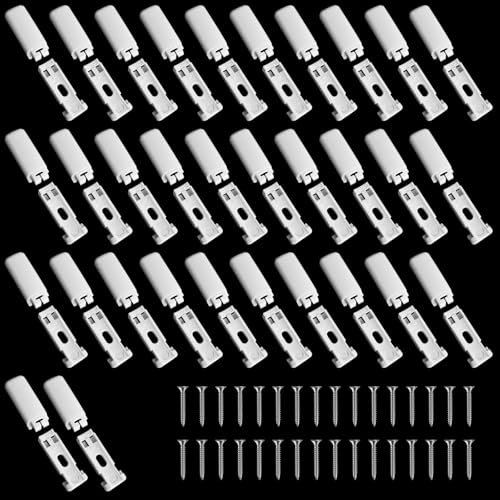 32Kit 64 Stück Plissee Ersatzteile klemmträger, Spannschuhe für verspannte Plissees, für Klebeträger und Stick & Fix Front Klebeplatten（weiß）