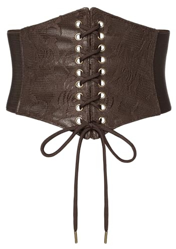 Renaissance Corset Belt Wide Elastic Waist Belts for Women Coffee M