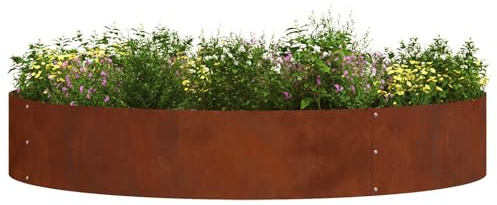 vidaXL Pflanzenring Braun 120 x 120 x 20 cm Wetterfeststahl, Moderner runder Metall-Pflanzer, skulpturaler Gartendekor, langlebiger Außenstahl Pflanzenrahmen, minimalistisches Designelement