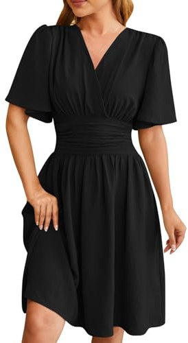 WVONIF Robe d'été pour Femme T-Shirt décontracté à Manches Courtes Robes de Plage Ample Womens Summer Boho Sexy Backless Long Dresses Couvrir Beach Maillots de Bain Cover Up Tendance （Noir,M）