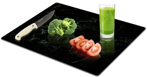 Yuzeyurun Tabla de cortar de cristal templado, 40 x 30 cm, efecto mármol, para la cocina, con pies antideslizantes, higiénica, robusta, resistente al calor y a los arañazos