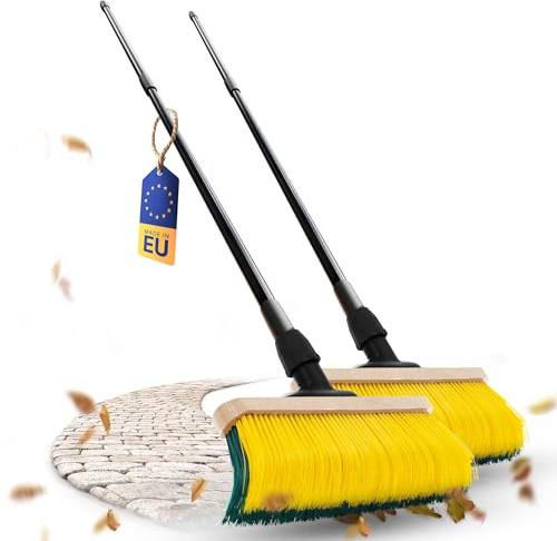 Novaliv Lot de 2 balais à griffes de qualité supérieure avec manche de 50 cm, poils spéciaux incurvés – Idéal comme balai de jardin, balai à griffer, gazon artificiel, idéal pour le camping, les