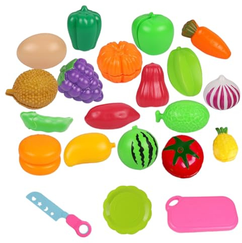 DIFLAX 18 Stück Kinderküche Zubehör, Spielküche Zubehör, Obst Und Gemüse Zum Schneiden, Montessori Spielzeug Jahre, Rollenspiele Kinder, Lebensmittel Spielzeug, Für Kinder Rollenspiele Geschenk
