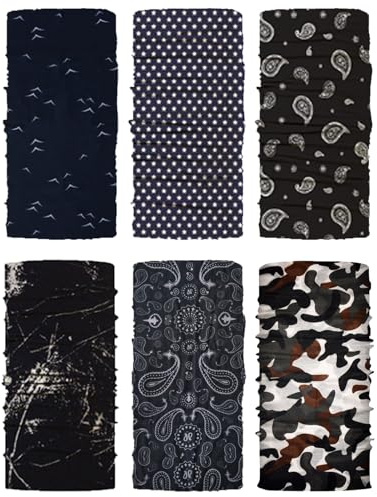 6 Piezas Braga de Cuello Multifuncional Hombre Mujer – Bandana Elástica sin Costuras, Ligera y Transpirable para Moto, Ciclismo, Correr, Senderismo y Deporte al Aire Libre